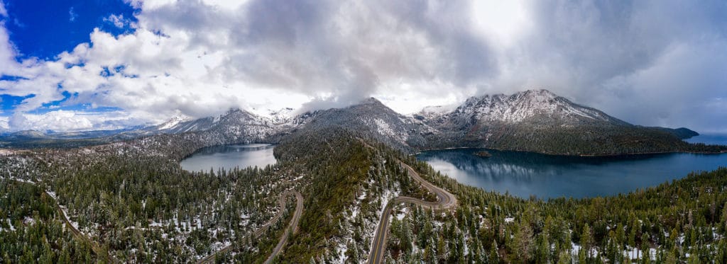 Aerial 360 Pano of Emerald Bay and Cascade Lakes